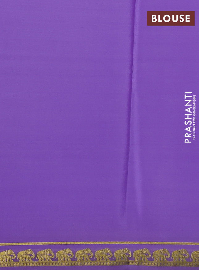 Pure mysore silk saree lavender with plain body and elephant zari woven border