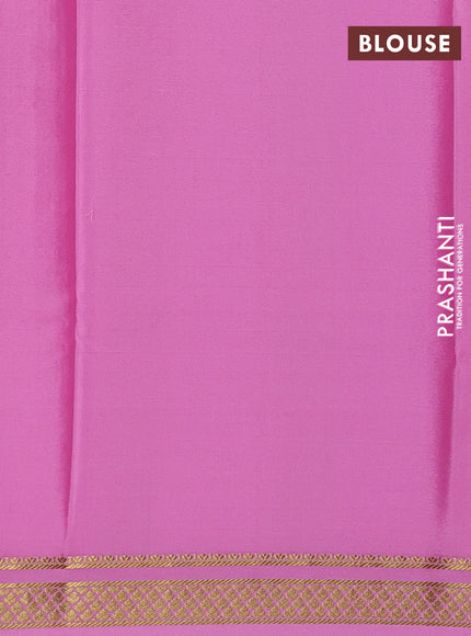 Pure mysore silk saree purple shade and light pink with allover zari woven checked pattern and zari woven border