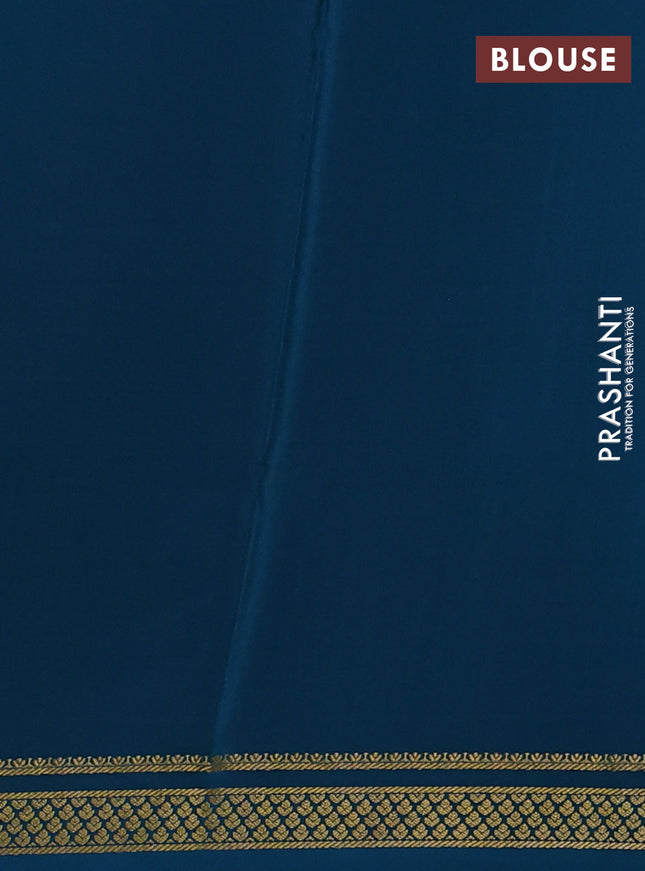 Pure mysore silk saree mustard yellow and peacock blue with allover zari woven checked pattern and zari woven border