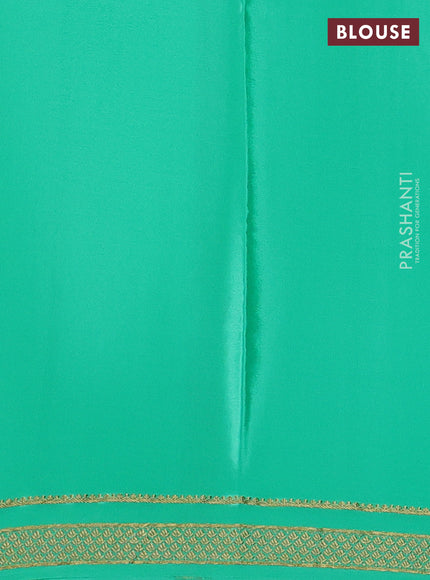 Pure mysore silk saree teal green with allover zari woven checked pattern and zari woven border
