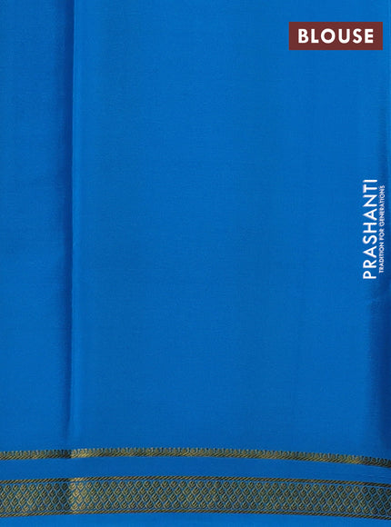 Pure mysore silk saree purple and cs blue with allover zari woven checked pattern and zari woven border