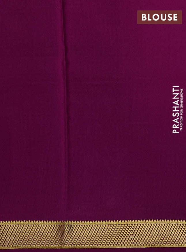 Pure mysore silk saree pastel pink and purple with allover small zari checked pattern and zari woven border
