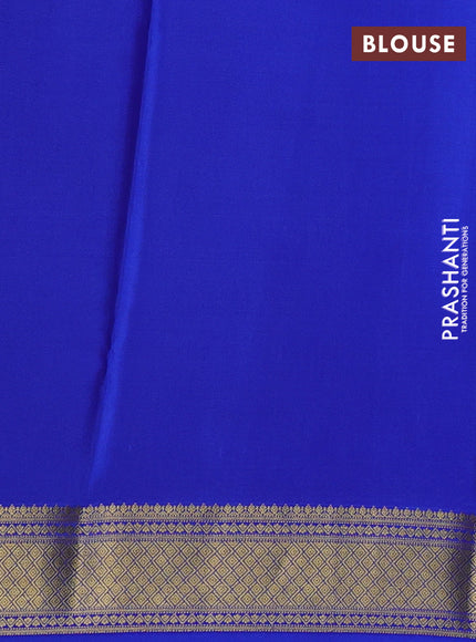 Pure mysore silk saree light green and royal blue with allover zari checks & buttas and zari woven border