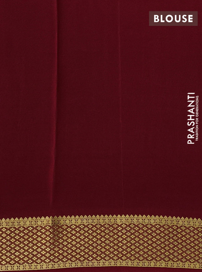 Pure mysore silk saree bottle green and maroon with allover zari checks & buttas and zari woven border