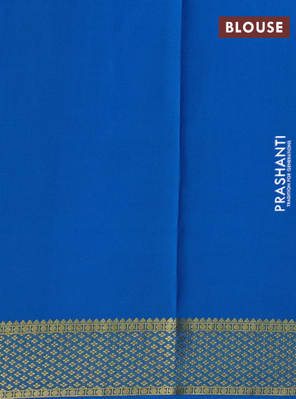 Pure mysore silk saree royal blue and teal blue with allover zari checks & buttas and zari woven border