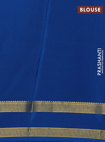 Pure mysore silk saree deep violet and cs blue with allover zari checks & buttas and rettapet zari woven border