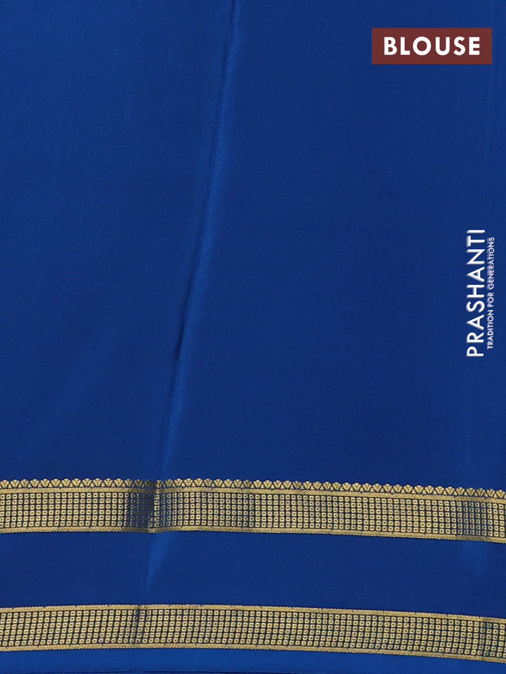 Pure mysore silk saree deep violet and cs blue with allover zari checks & buttas and rettapet zari woven border