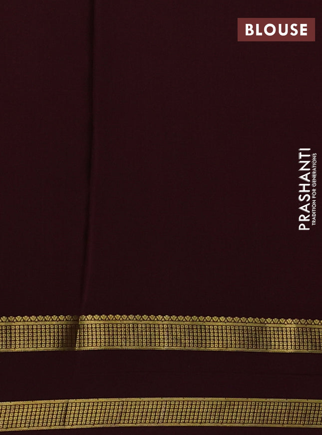 Pure mysore silk saree rustic orange and coffee brown with allover zari checks & buttas and rettapet zari woven border