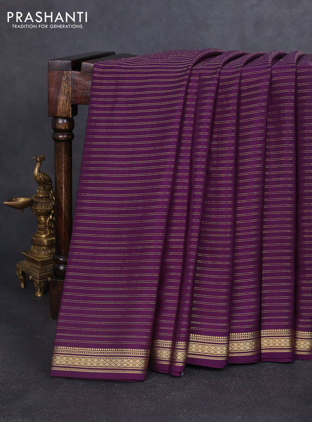 Pure mysore silk saree violet with allover zari weaves and zari woven border