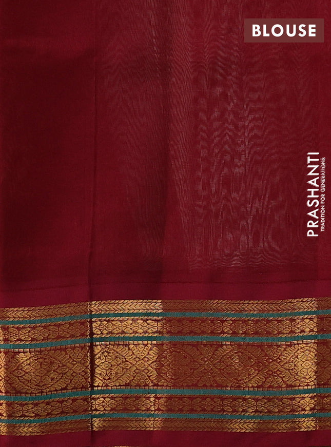 Silk cotton saree cream and maroon with allover zari checks & buttas and zari woven korvai border