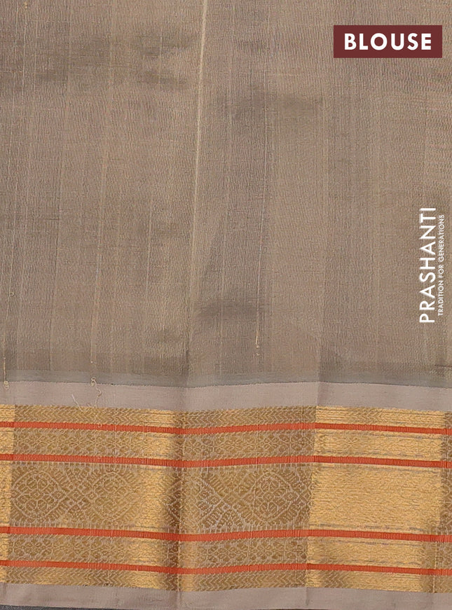 Silk cotton saree wine shade and beige with allover zari checks & buttas and zari woven korvai border