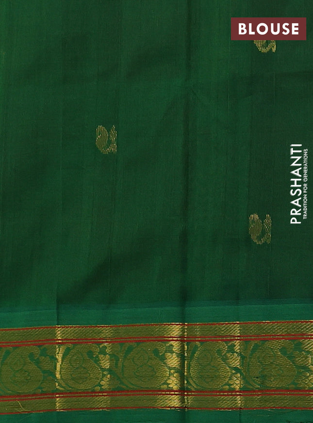 Silk cotton saree maroon and green with zari woven buttas and paisley zari woven korvai border