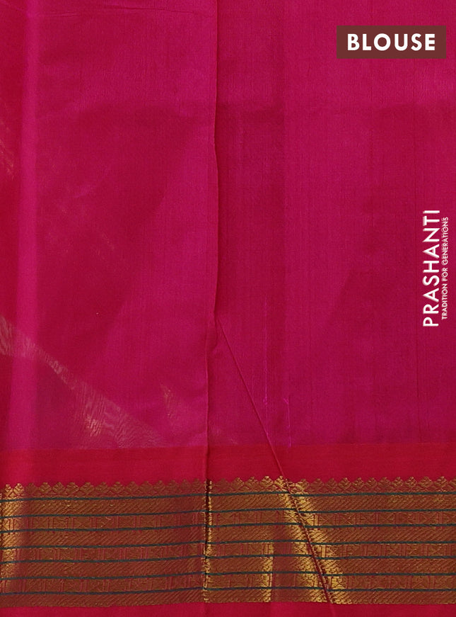 Silk cotton saree cream and pink with plain body and zari woven korvai border