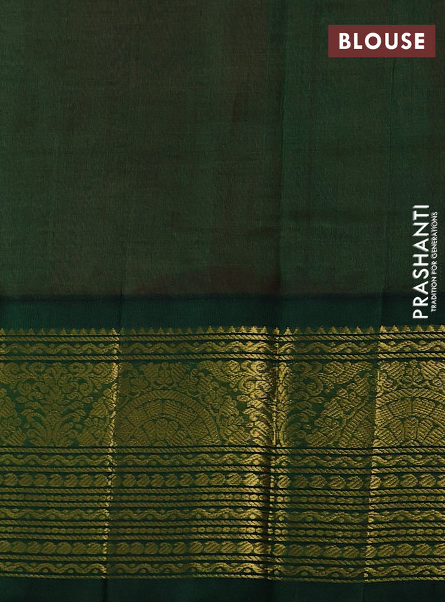 Silk cotton saree pink shade and green with paisley zari woven buttas and long zari woven korvai border