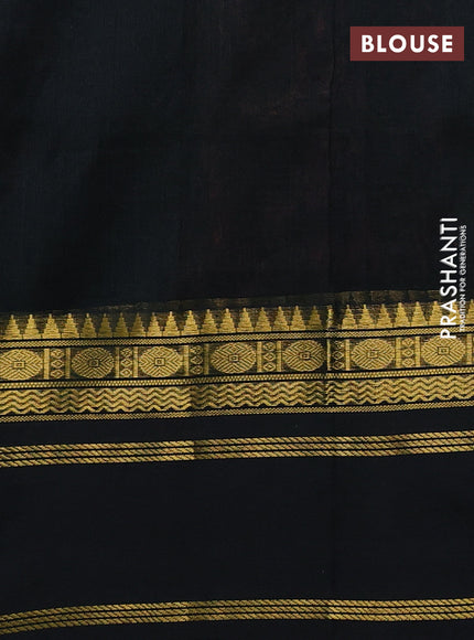 Silk cotton saree reddish pink and black with allover zari woven checked pattern and long rettapet zari woven border