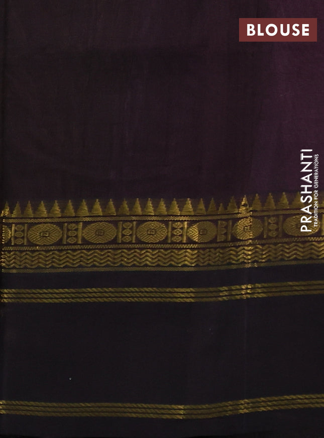Silk cotton saree mild lavender and black with allover zari woven checked pattern and long rettapet zari woven border