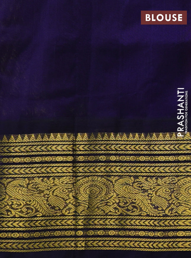 Silk cotton saree pink and dark blue with zari woven buttas and long zari woven korvai border