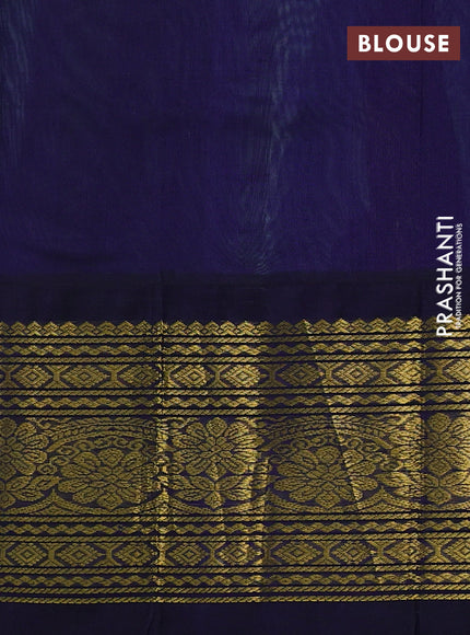 Silk cotton saree teal blue and dark blue with zari woven buttas and long zari woven korvai border