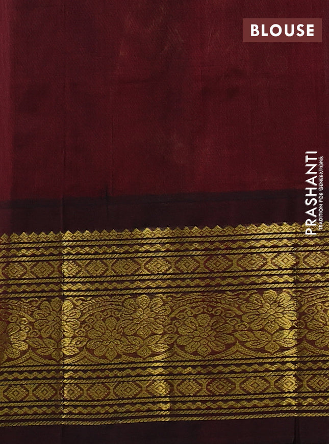 Silk cotton saree grey and deep maroon with zari woven buttas and long zari woven korvai border
