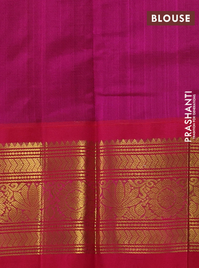 Silk cotton saree coffee brown and pink with zari woven buttas and long zari woven korvai border