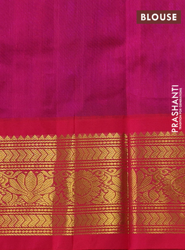 Silk cotton saree violet and pink with zari woven buttas and long zari woven korvai border
