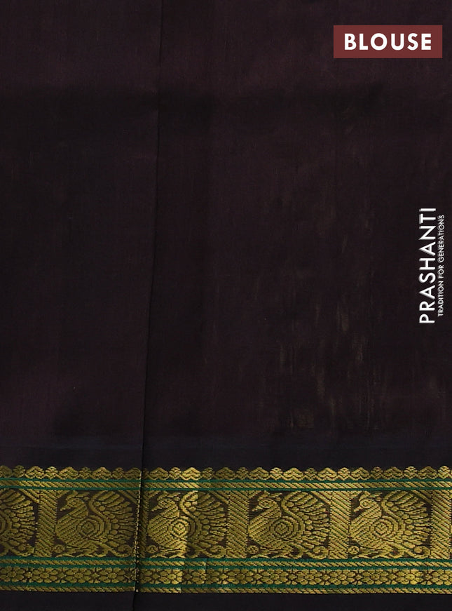 Silk cotton saree khaki shade and deep coffee brown with plain body and annam zari woven korvai border