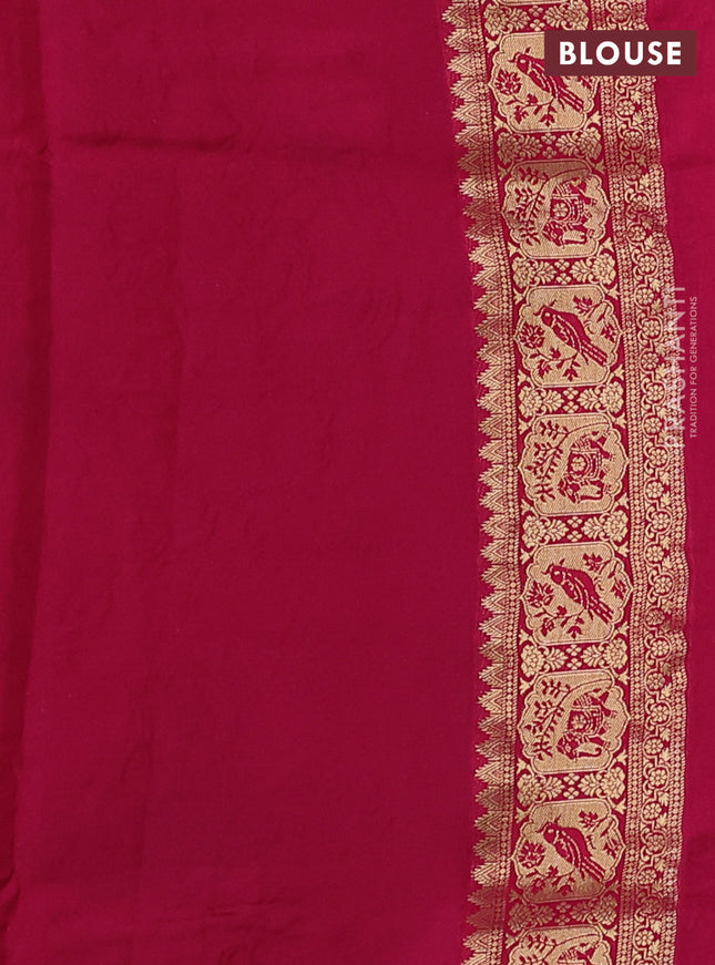Banarasi crepe saree cream and pink with prints & sequin embroidery work and zari woven border