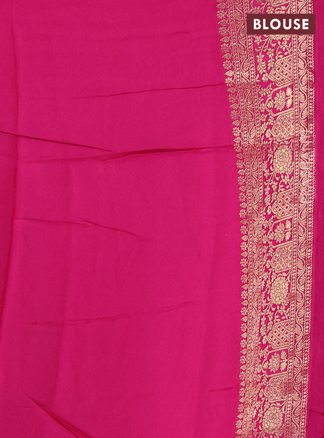 Banarasi crepe saree pink with prints & sequin embroidery work and zari woven border
