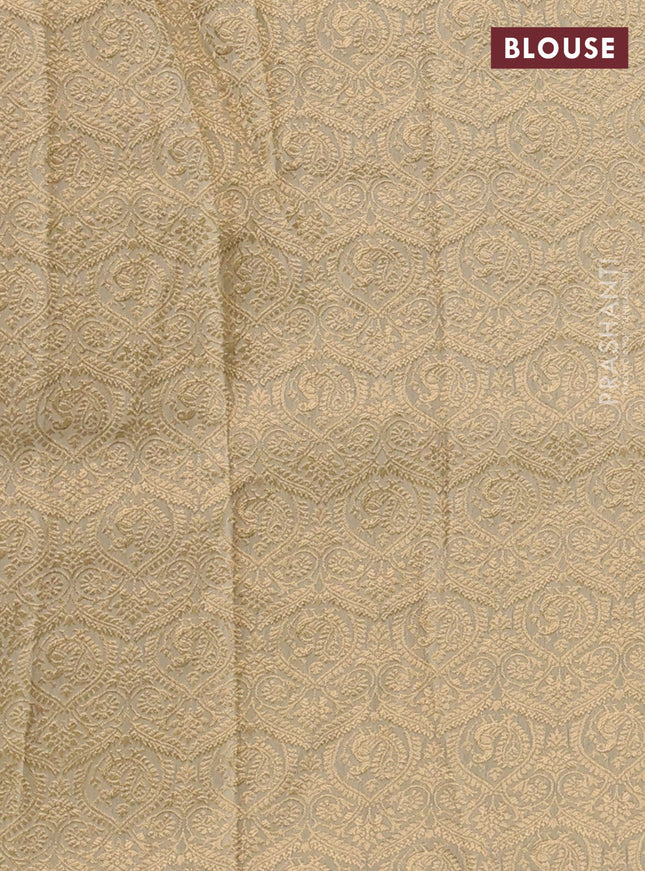 Banarasi crepe saree cream with kalamkari prints & sequin embroidery work and zari woven border