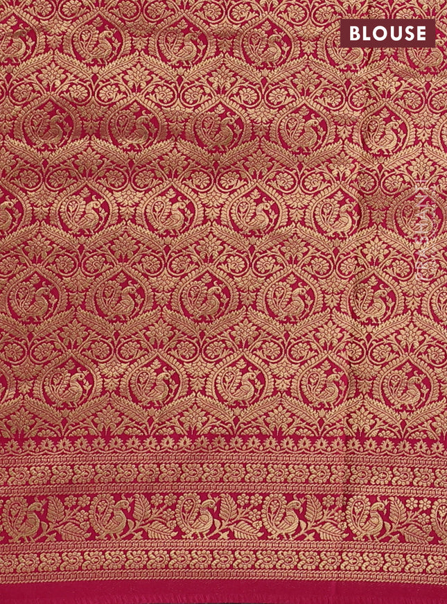 Banarasi crepe saree pink with kalamkari prints & sequin embroidery work and zari woven border