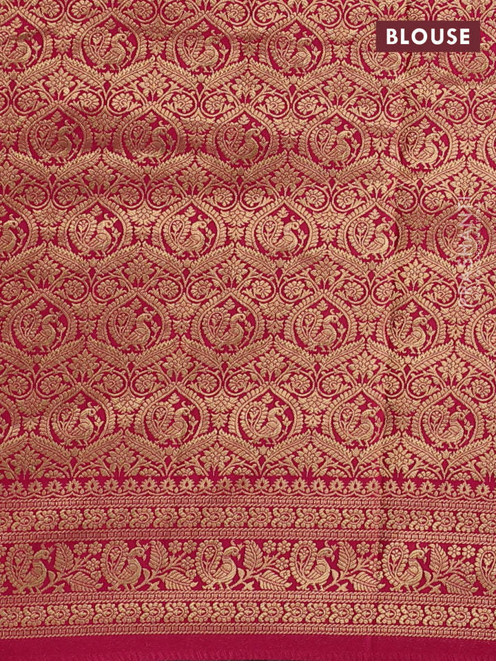 Banarasi crepe saree pink with kalamkari prints & sequin embroidery work and zari woven border
