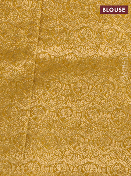 Banarasi crepe saree mustard yellow with kalamkari prints & sequin embroidery work and zari woven border