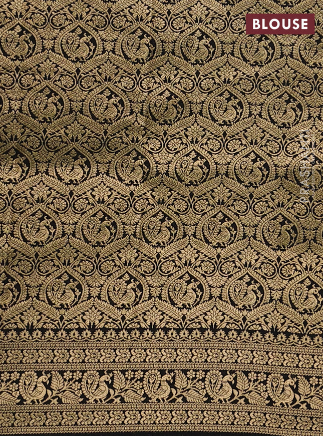 Banarasi crepe saree black with kalamkari prints & sequin embroidery work and zari woven border