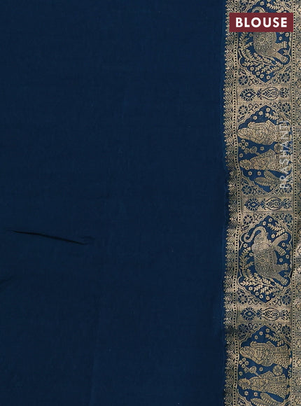 Banarasi crepe saree peacock green and peacock blue with prints & sequin embroidery work and zari woven border