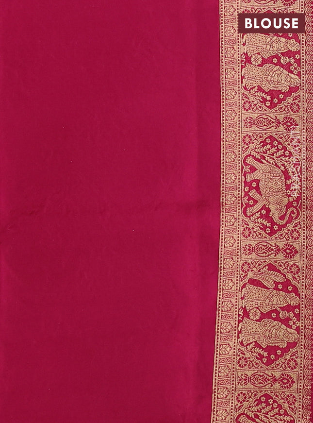 Banarasi crepe saree cream and pink with prints & sequin embroidery work and zari woven border