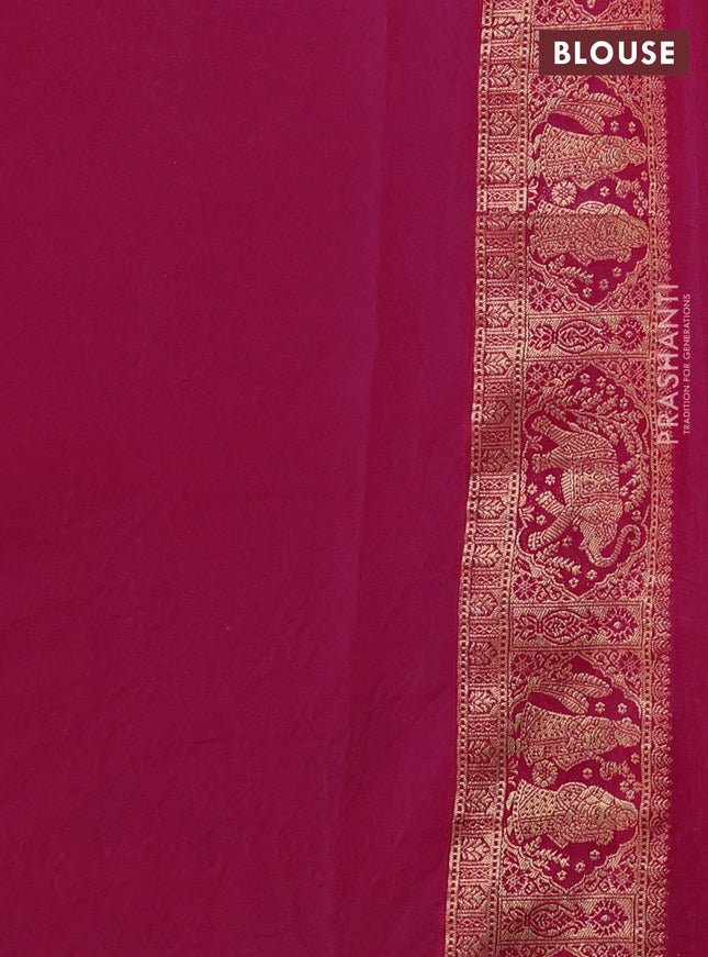 Banarasi crepe saree pink with prints & embroidery work and zari woven border