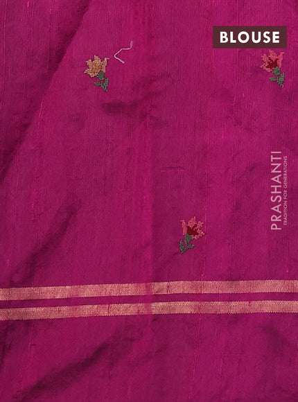 Pure dupion silk saree pink with allover zari weaves and zari woven floral embroidery border