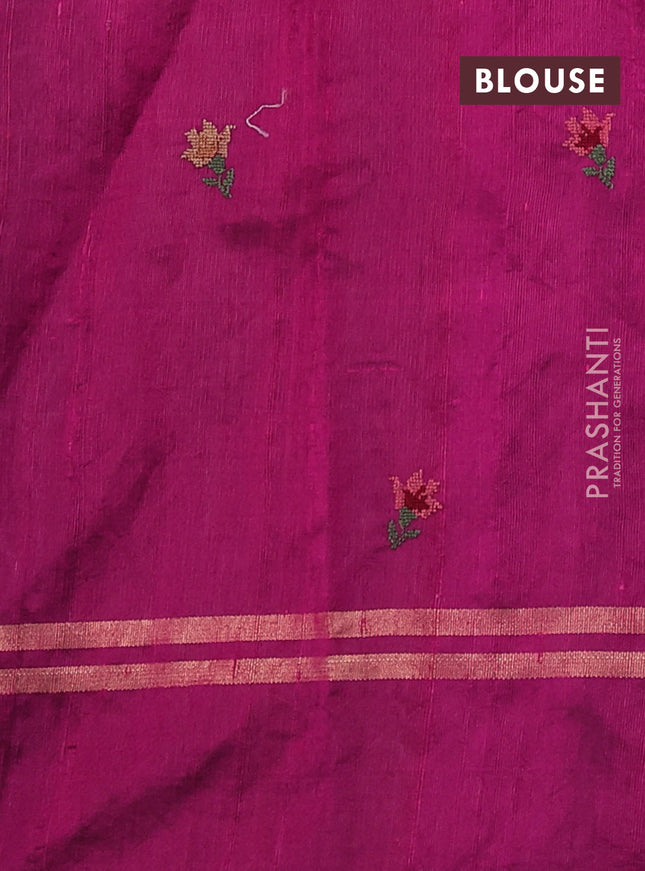Pure dupion silk saree pink with allover zari weaves and zari woven floral embroidery border
