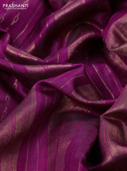 Pure dupion silk saree purple shade with allover zari weaves and zari woven embroidery border