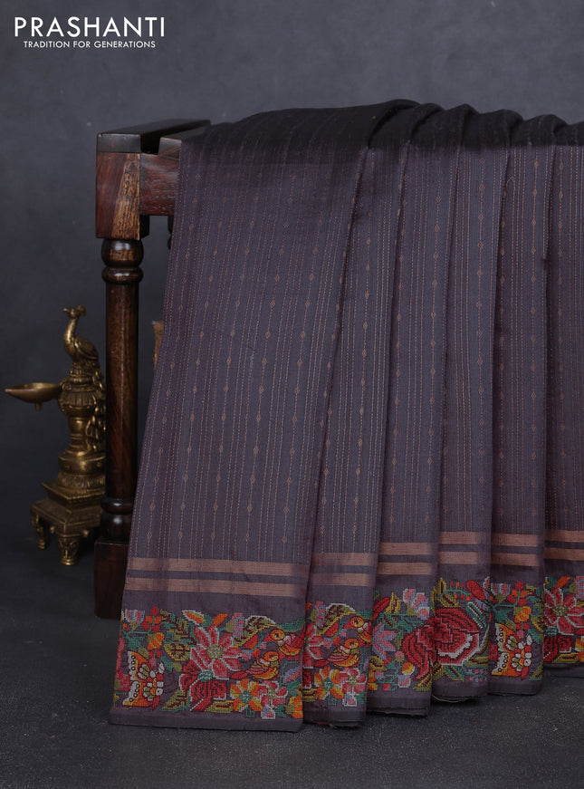 Pure dupion silk saree pastel purple shade with allover zari weaves and zari woven embroidery border