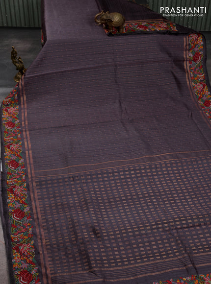Pure dupion silk saree pastel purple shade with allover zari weaves and zari woven embroidery border