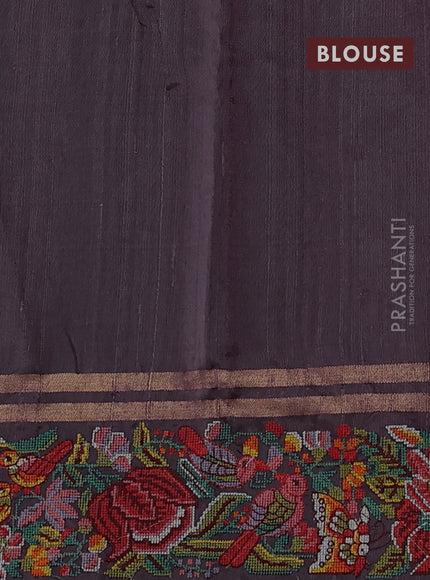 Pure dupion silk saree pastel purple shade with allover zari weaves and zari woven embroidery border