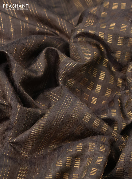 Pure dupion silk saree olive green with allover zari weaves and zari woven embroidery border