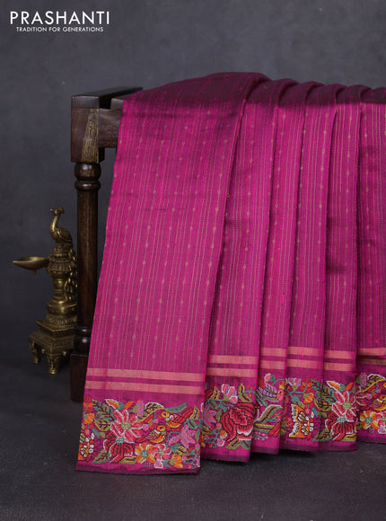 Pure dupion silk saree pink with allover zari weaves and zari woven embroidery border
