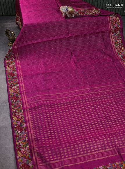 Pure dupion silk saree pink with allover zari weaves and zari woven embroidery border