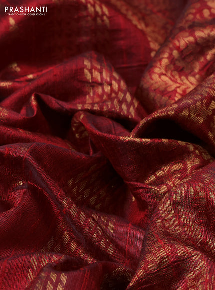 Pure dupion silk saree red with allover zari woven buttas and zari woven embroidery border