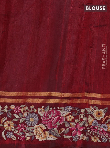 Pure dupion silk saree red with allover zari woven buttas and zari woven embroidery border