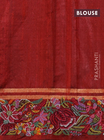 Pure dupion silk saree rustic orange with allover zari weaves and zari woven embroidery border