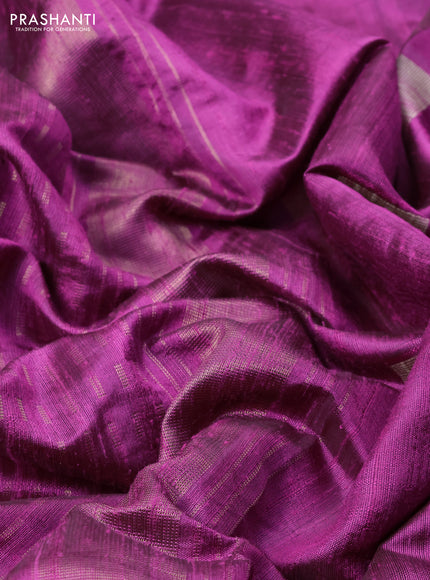 Pure dupion silk saree purple with allover zari weaves and zari woven floral embroidery border