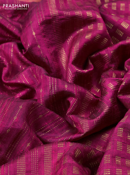 Pure dupion silk saree pink with allover zari weaves and zari woven floral embroidery border